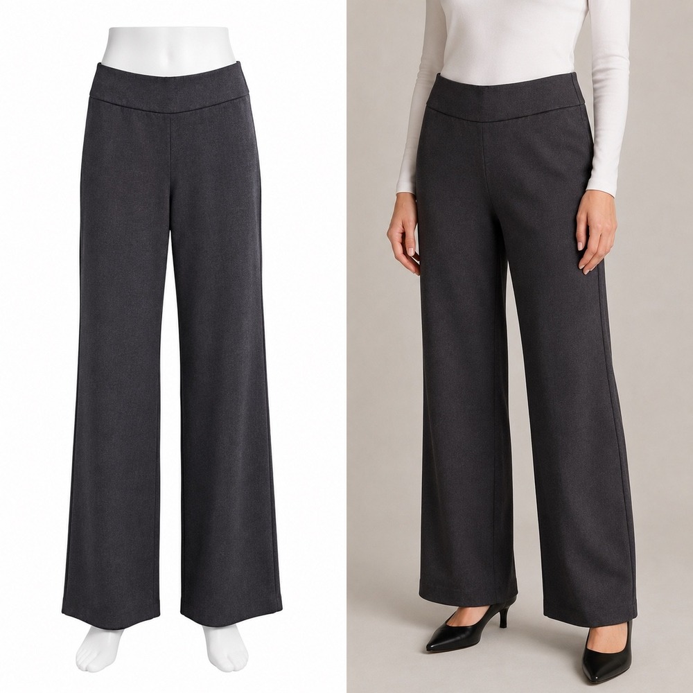 Akris Wool Trousers Women 10 Brown Wide Leg Side Zip High Rise Career Dress Pant
